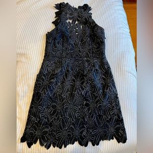 Free People Jessa Foil Lace Mini Dress By Saylor